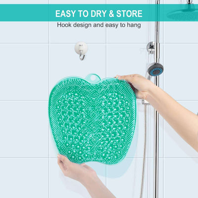 Shower Foot Scrubber XL Larger Size Mat with Non-Slip Suction Cups - Cleans, Smooths, Exfoliates & Massages Your Feet without Bending, Improve Foot Circulation & Cleaner Dead Skin Remover