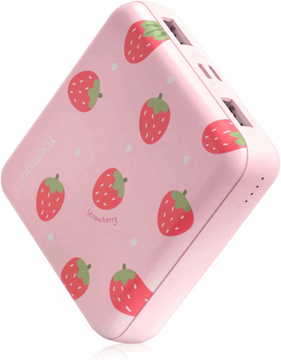 Portable Charger 10000Mah  Cute Power Bank for Girls Mini Fast Charging Compact Battery Pack with Dual USB Output & Dual In put (2.1A Type-C and 8-Pin Input),Compatible with IPhone-IPAD.