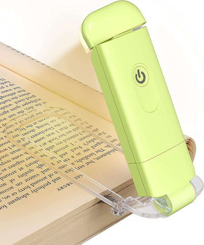 USB Rechargeable Book Reading Light, Warm White, Brightness Adjustable for Eye-Protection, LED Clip on Book Lights, Portable Bookmark Light for Reading in Bed, Car (White)