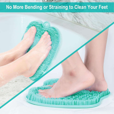 Shower Foot Scrubber XL Larger Size Mat with Non-Slip Suction Cups - Cleans, Smooths, Exfoliates & Massages Your Feet without Bending, Improve Foot Circulation & Cleaner Dead Skin Remover