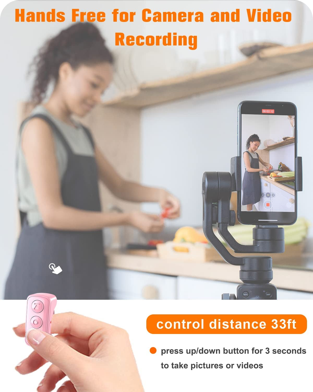 Tiktok Remote Control Kindle App Page Turner, Bluetooth Camera Video Recording Remote, TIK Tok Scrolling Ring for Iphone, Ipad, Ios, Android - Pink
