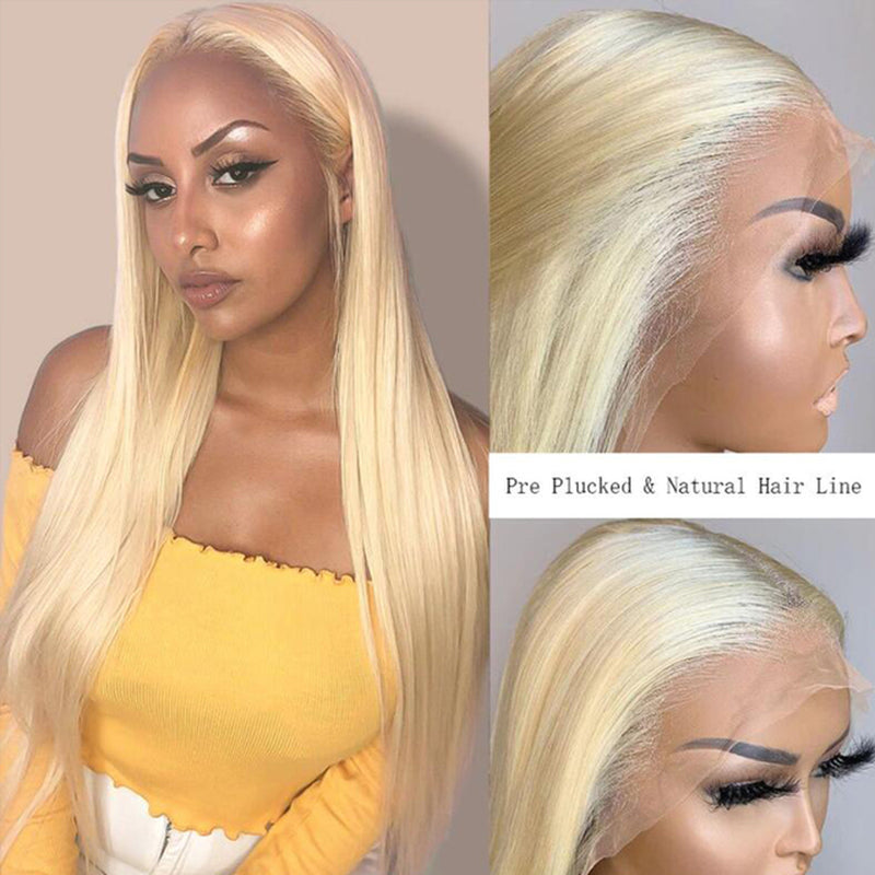  30 34 Inch Blonde Bone Straight Lace Front Human Hair Wig for Black Women Brazilian 13X1 T Part 613 HD Lace Frontal Wig
